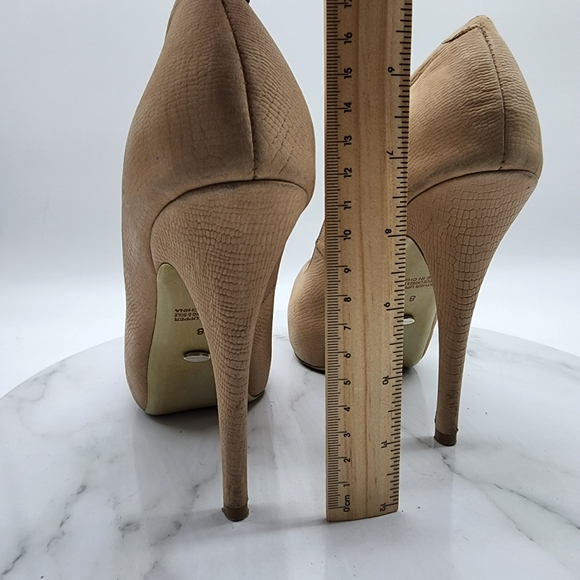 Aus8 Tony Bianco Leather Nude Repilte Emboss Open Toe Platform Heels - Picture 4 of 16